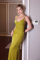 velvet spaghetti strap dress