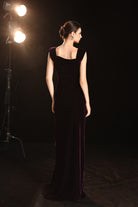 Velvet thigh slit evening gown