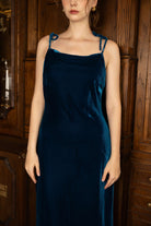 Velvet tie strap midi dress