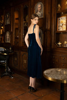 Velvet tie strap midi dress