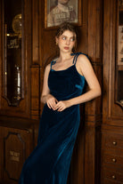 Velvet tie strap midi dress