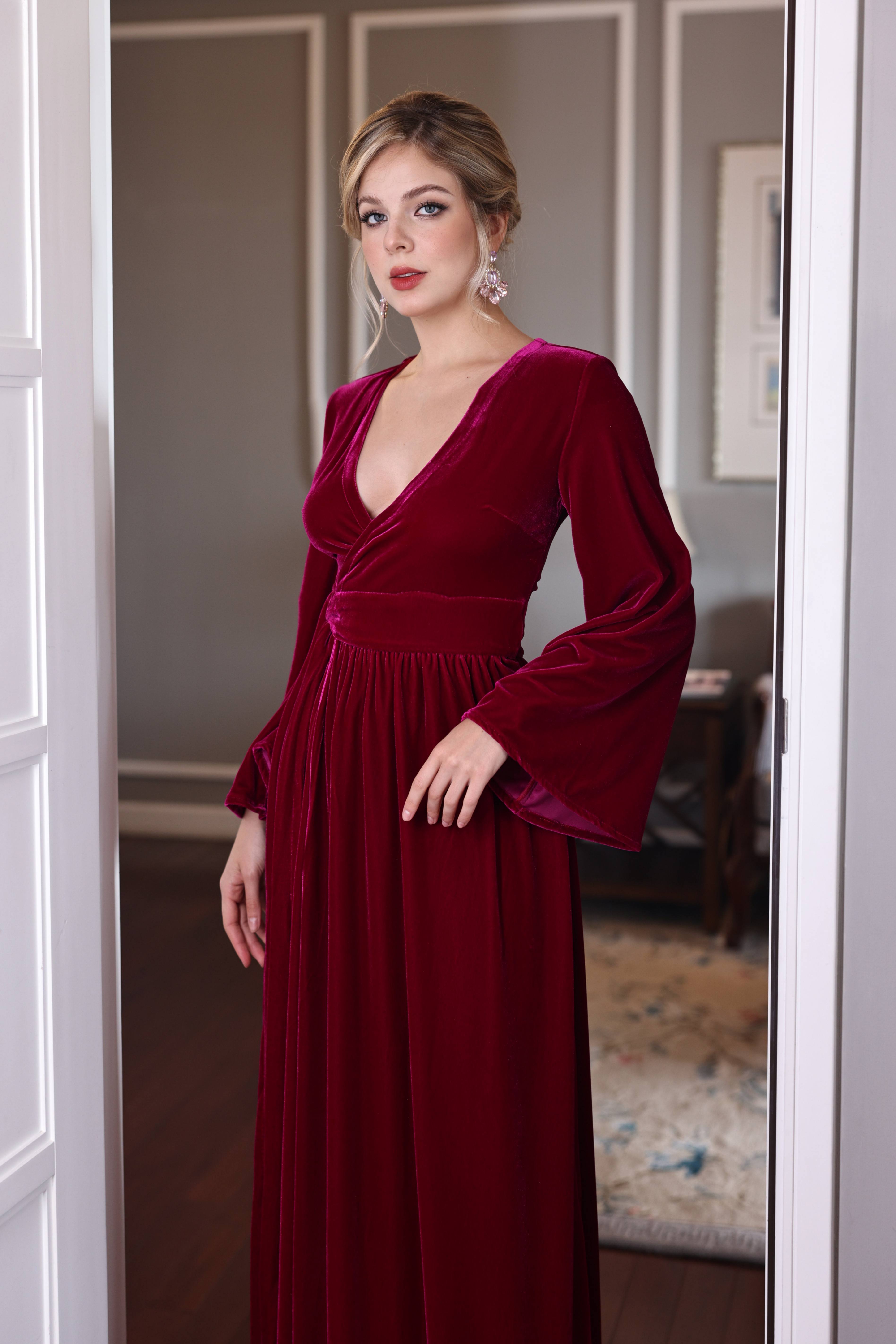 velvet wrap maxi dress