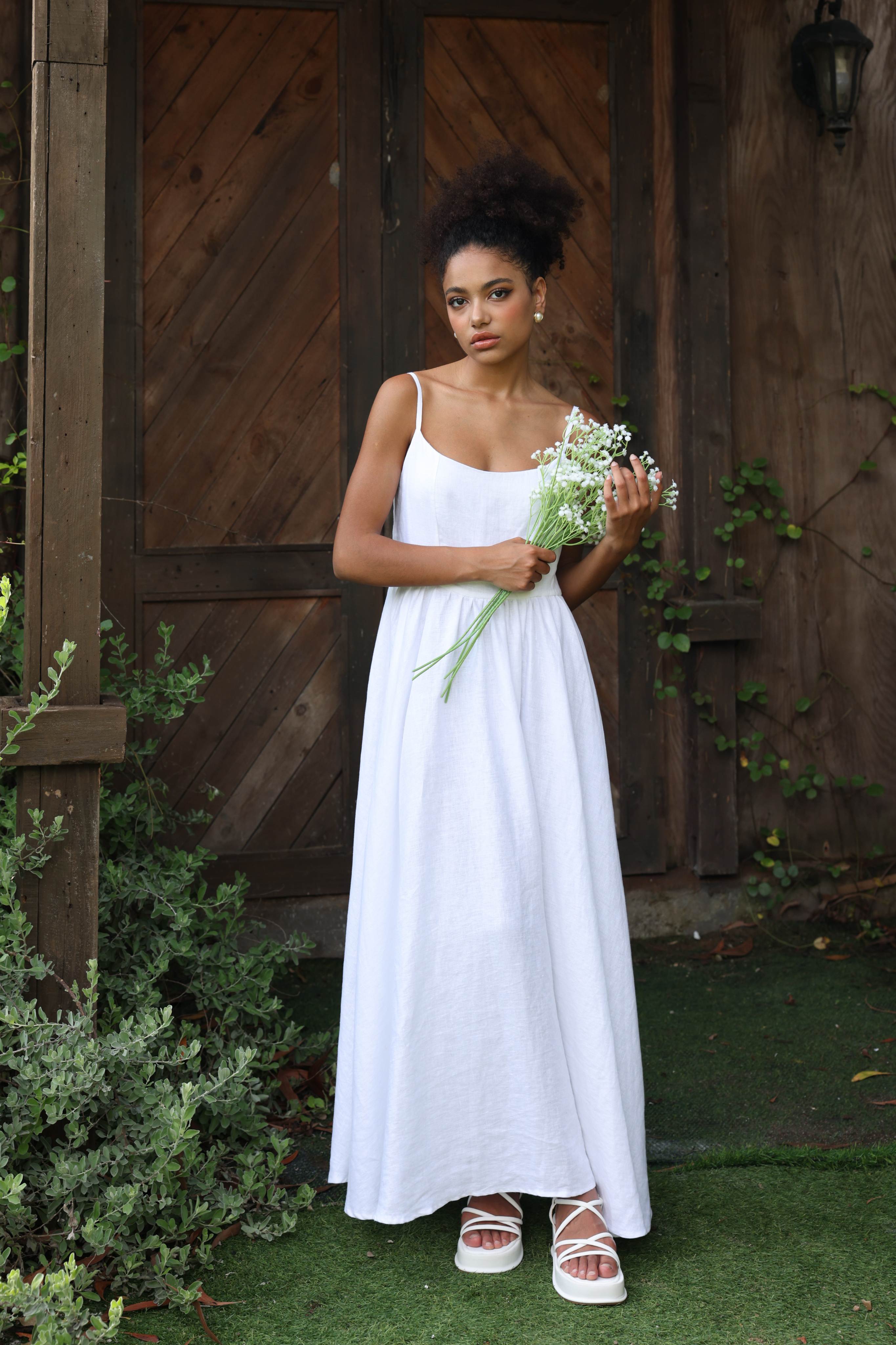 White linen beach maxi dress