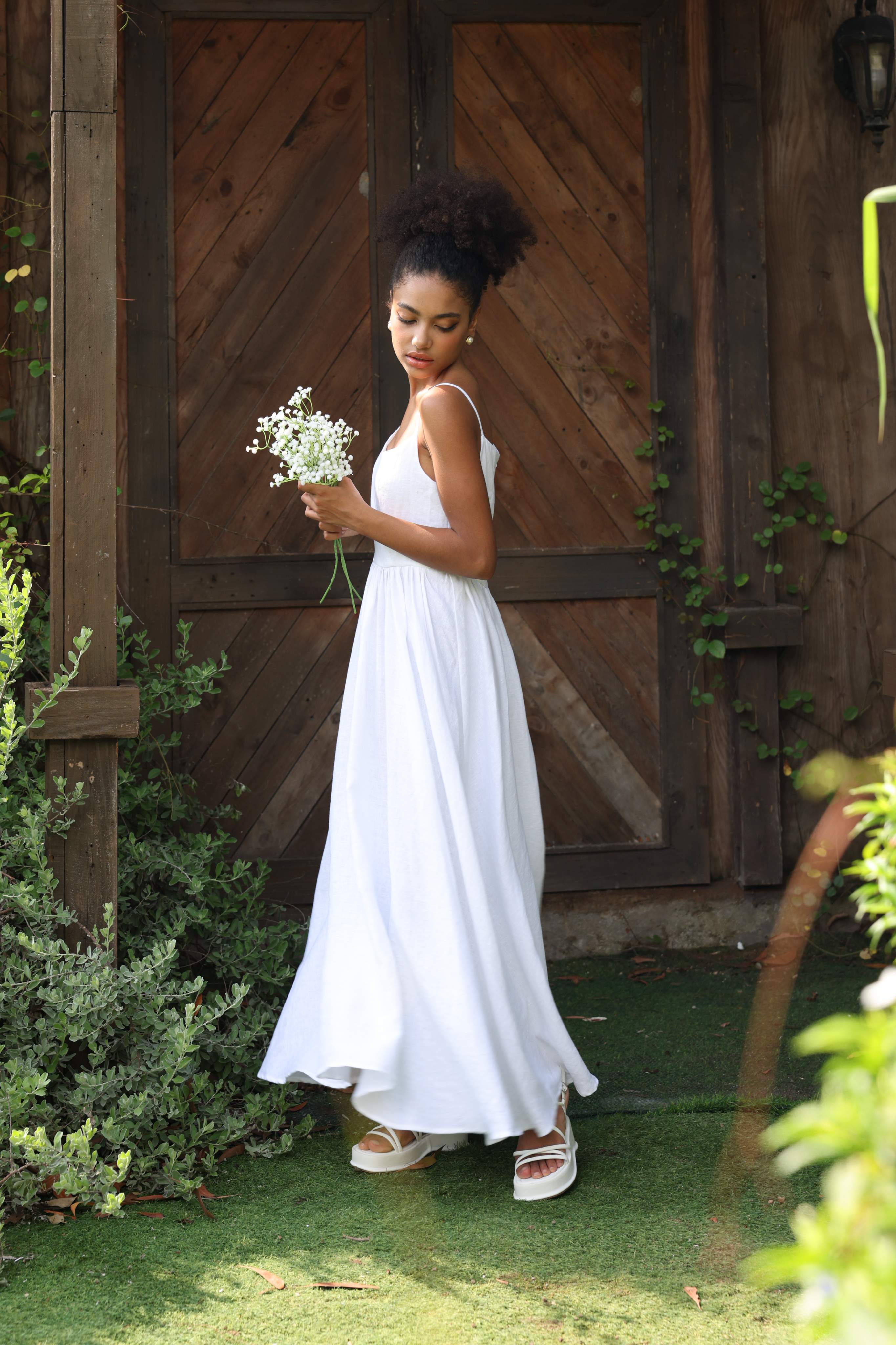 White linen beach maxi dress