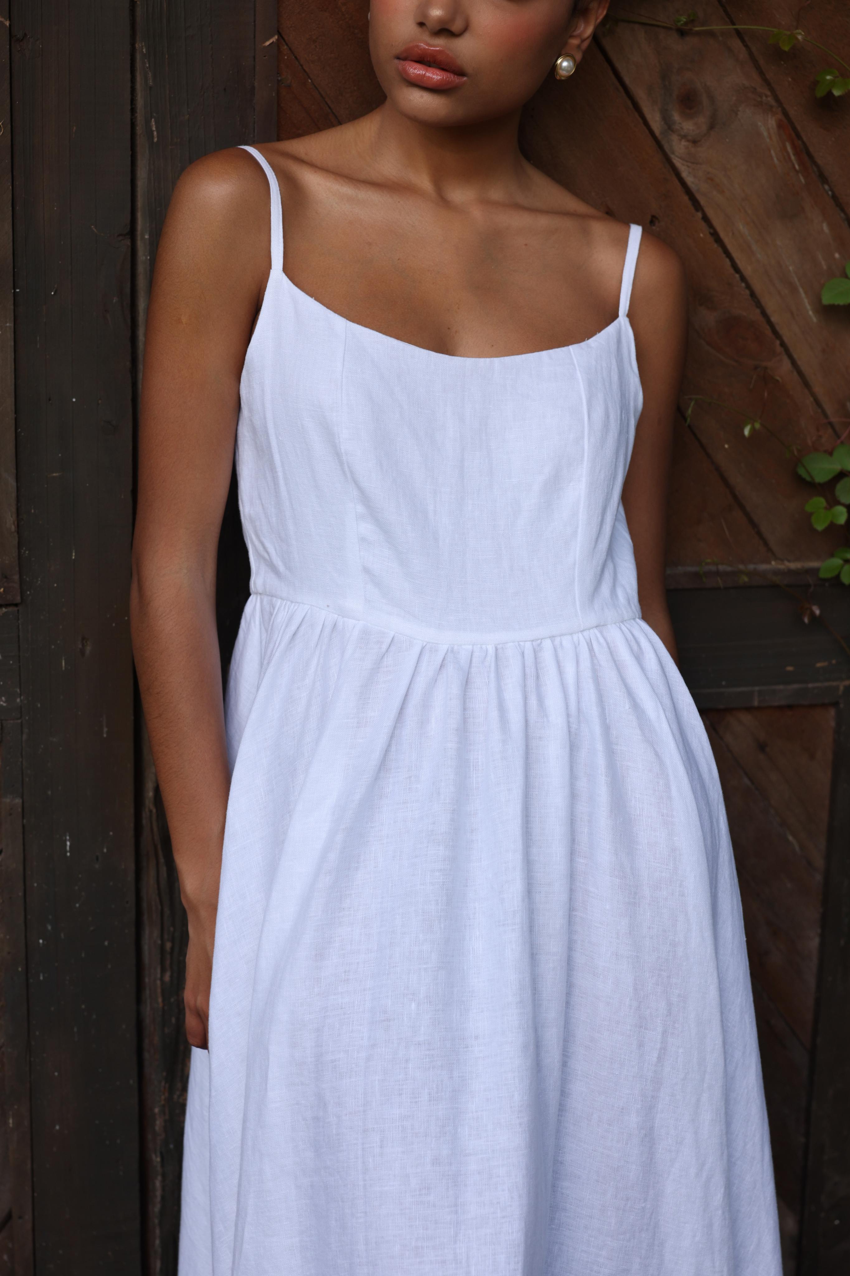 White linen beach maxi dress