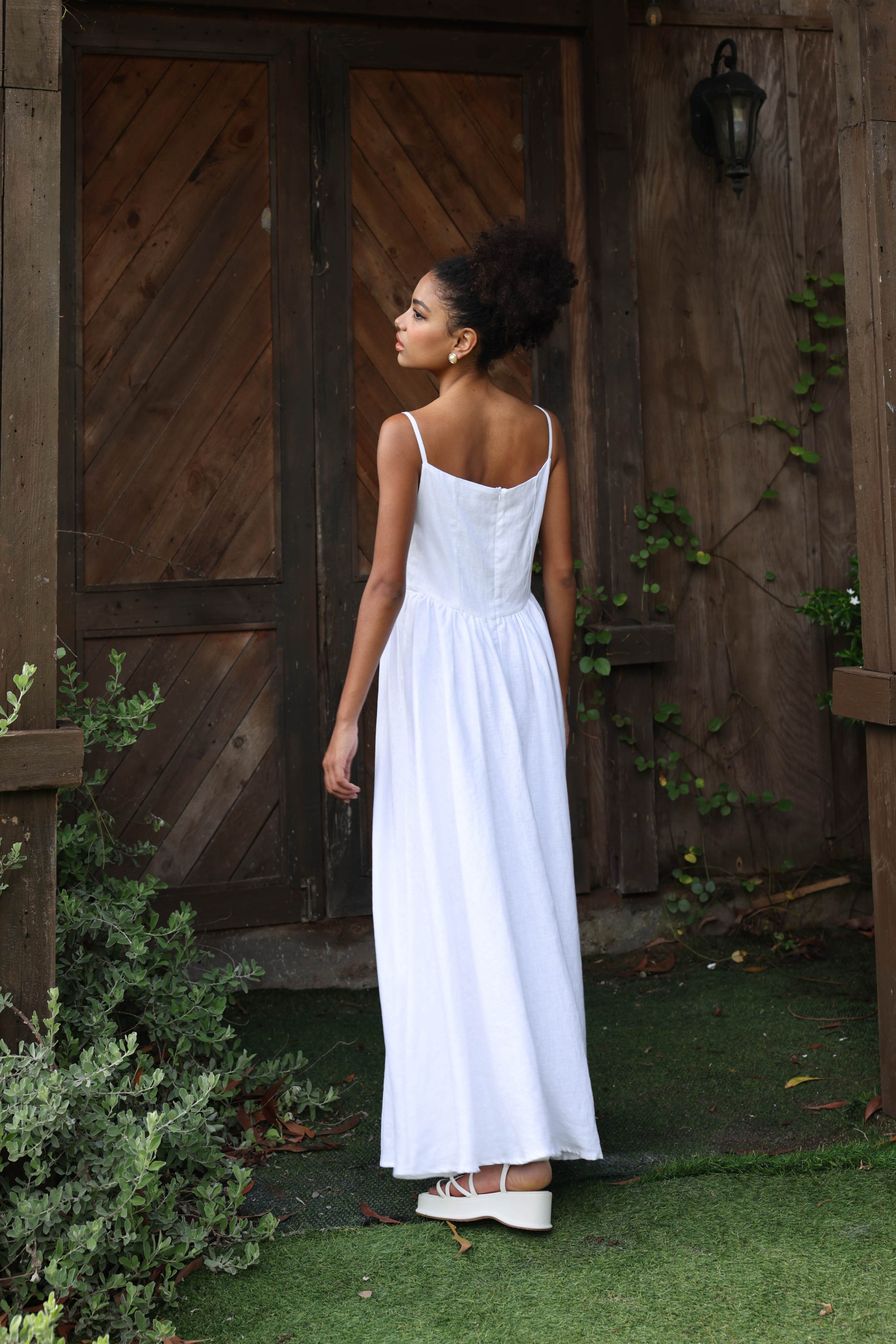 White linen beach maxi dress