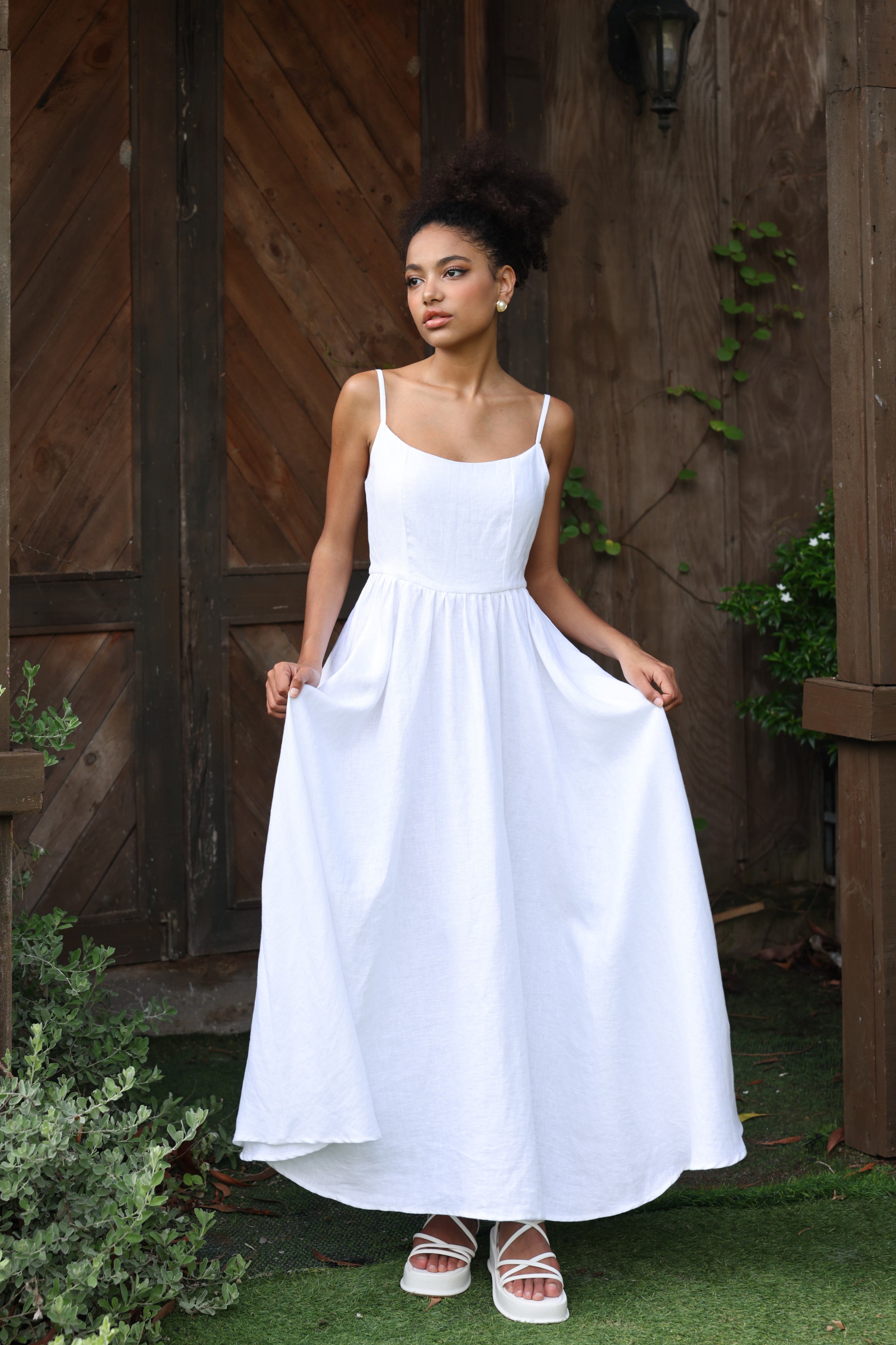 White linen beach maxi dress