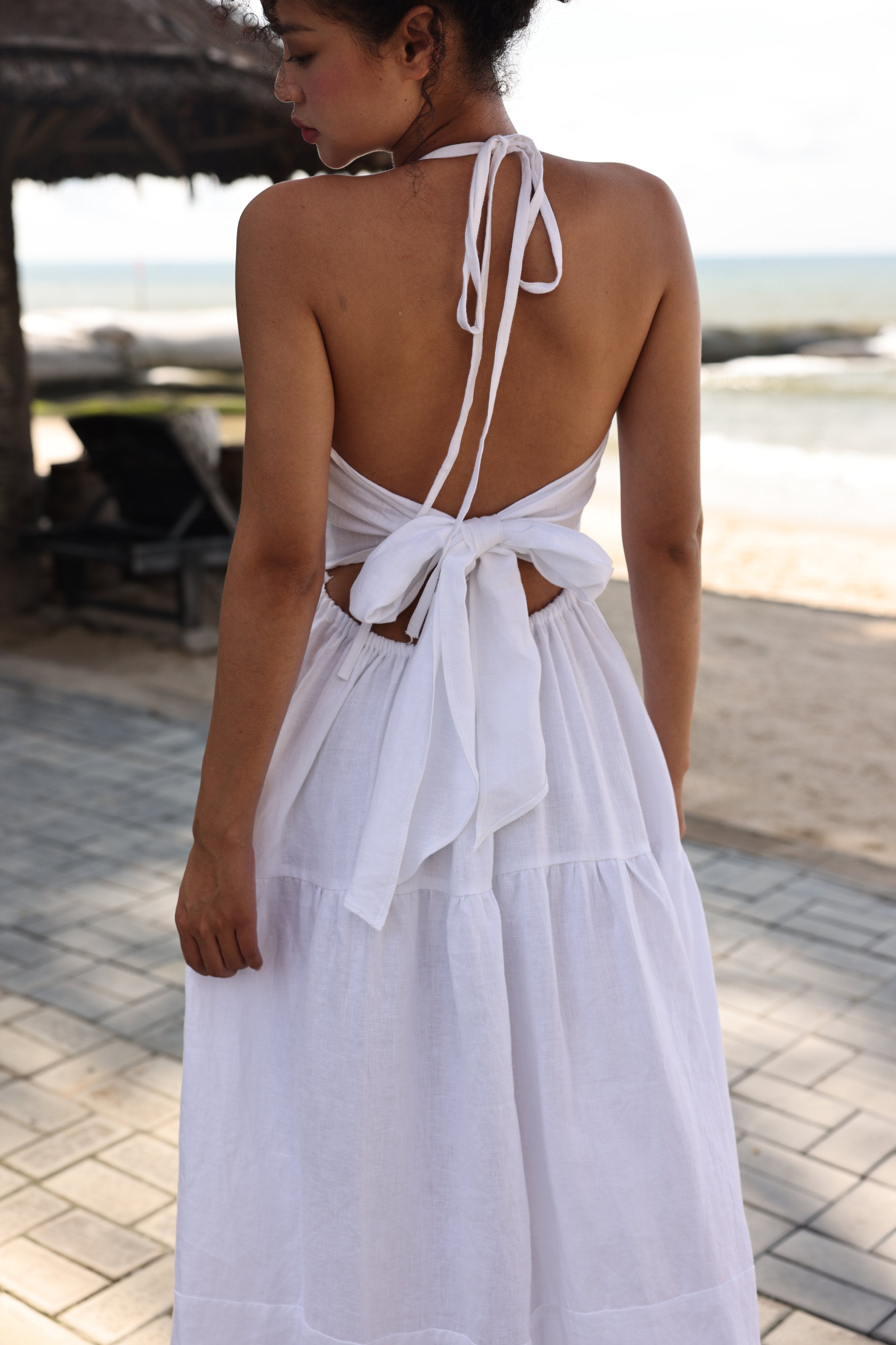 White linen maxi dress