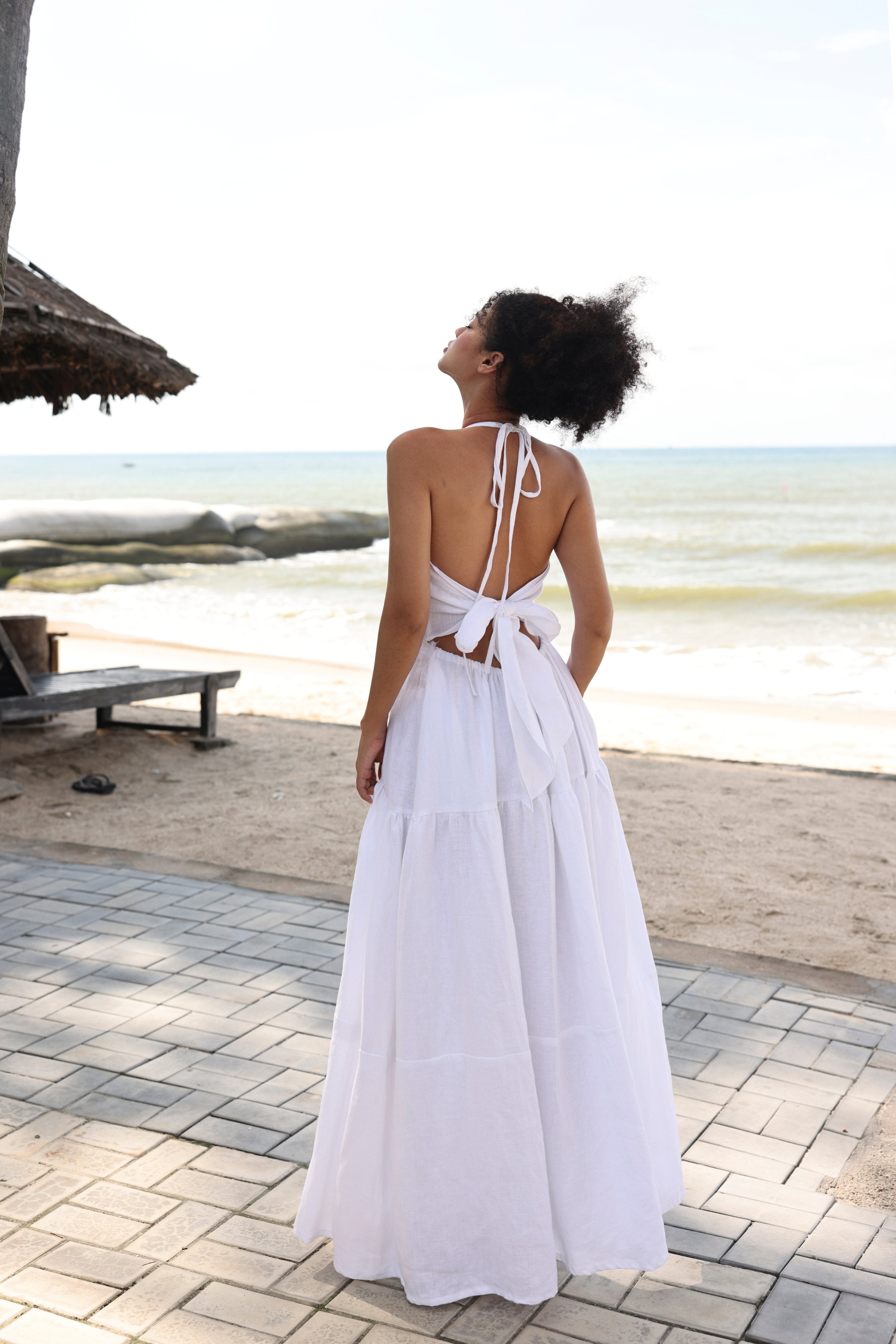White linen maxi dress
