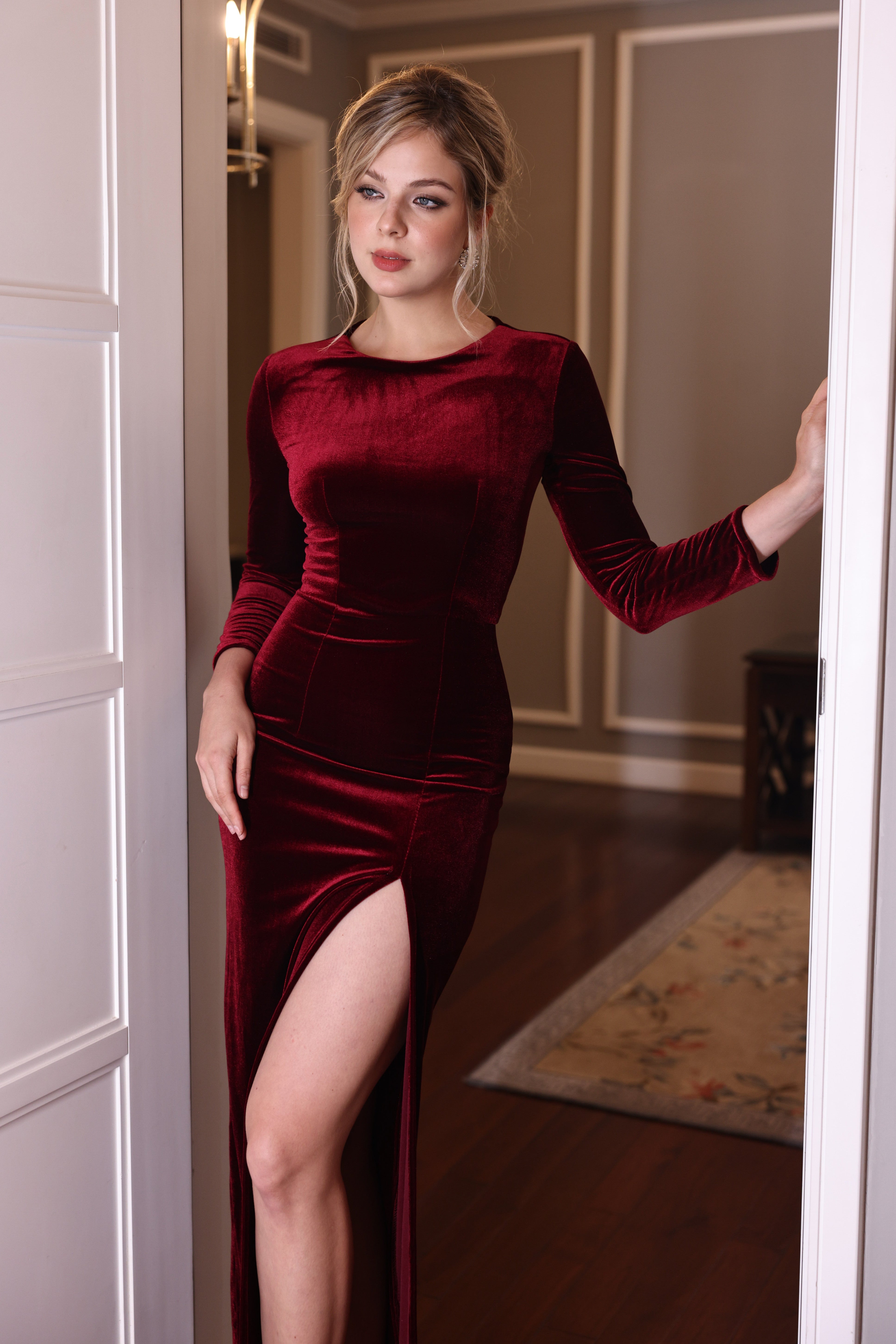 winter evening velvet dress