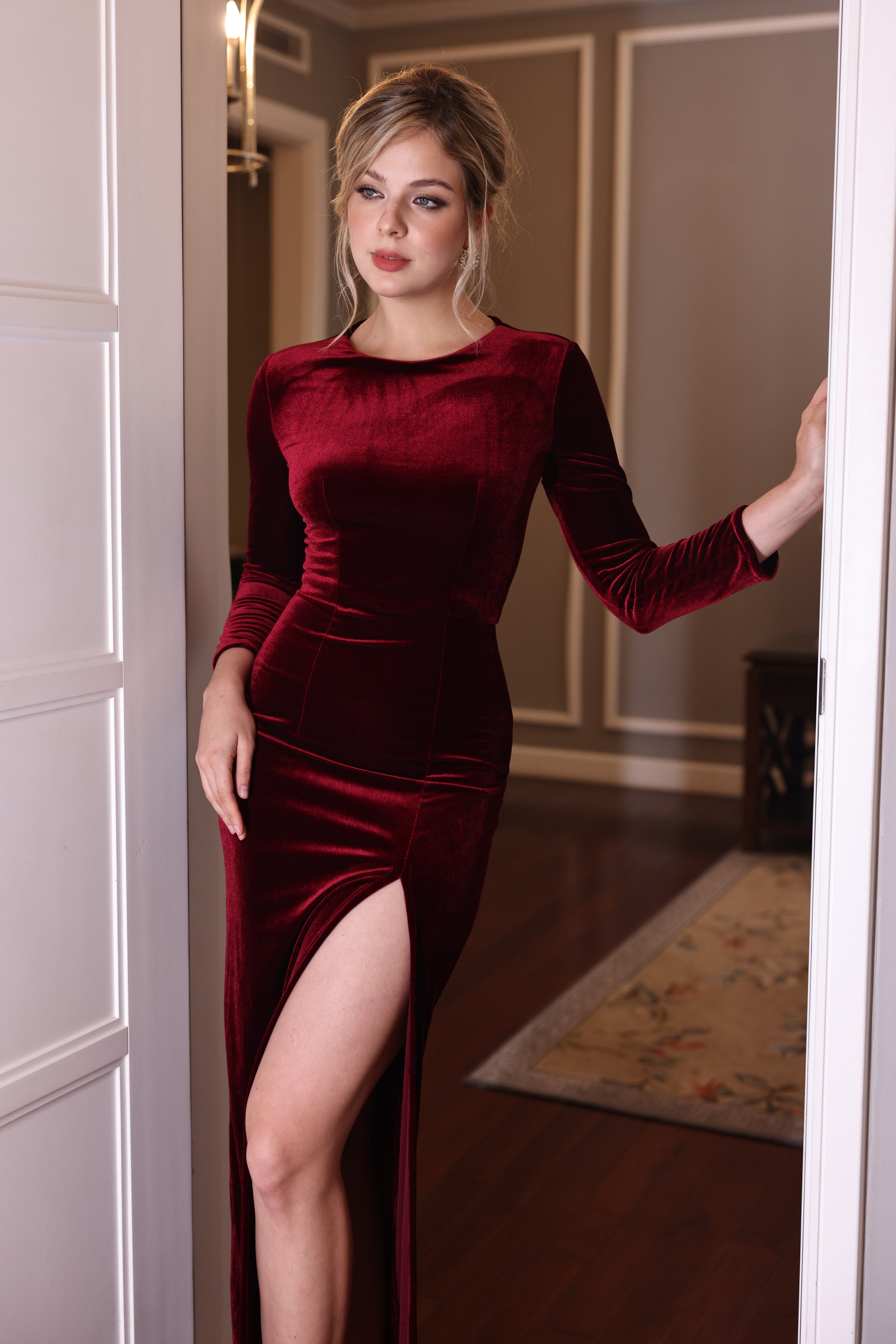 winter evening velvet dress