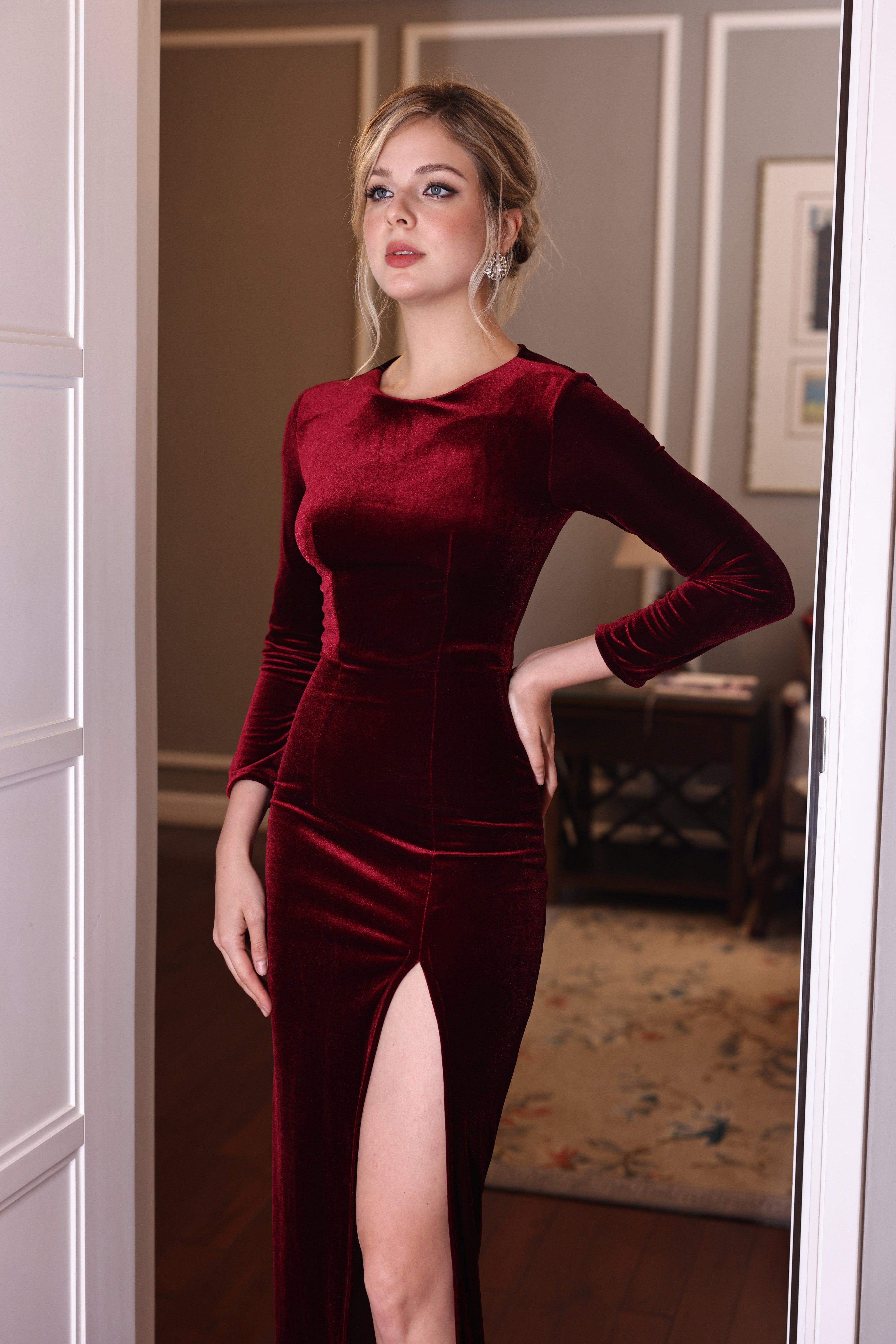 winter evening velvet dress