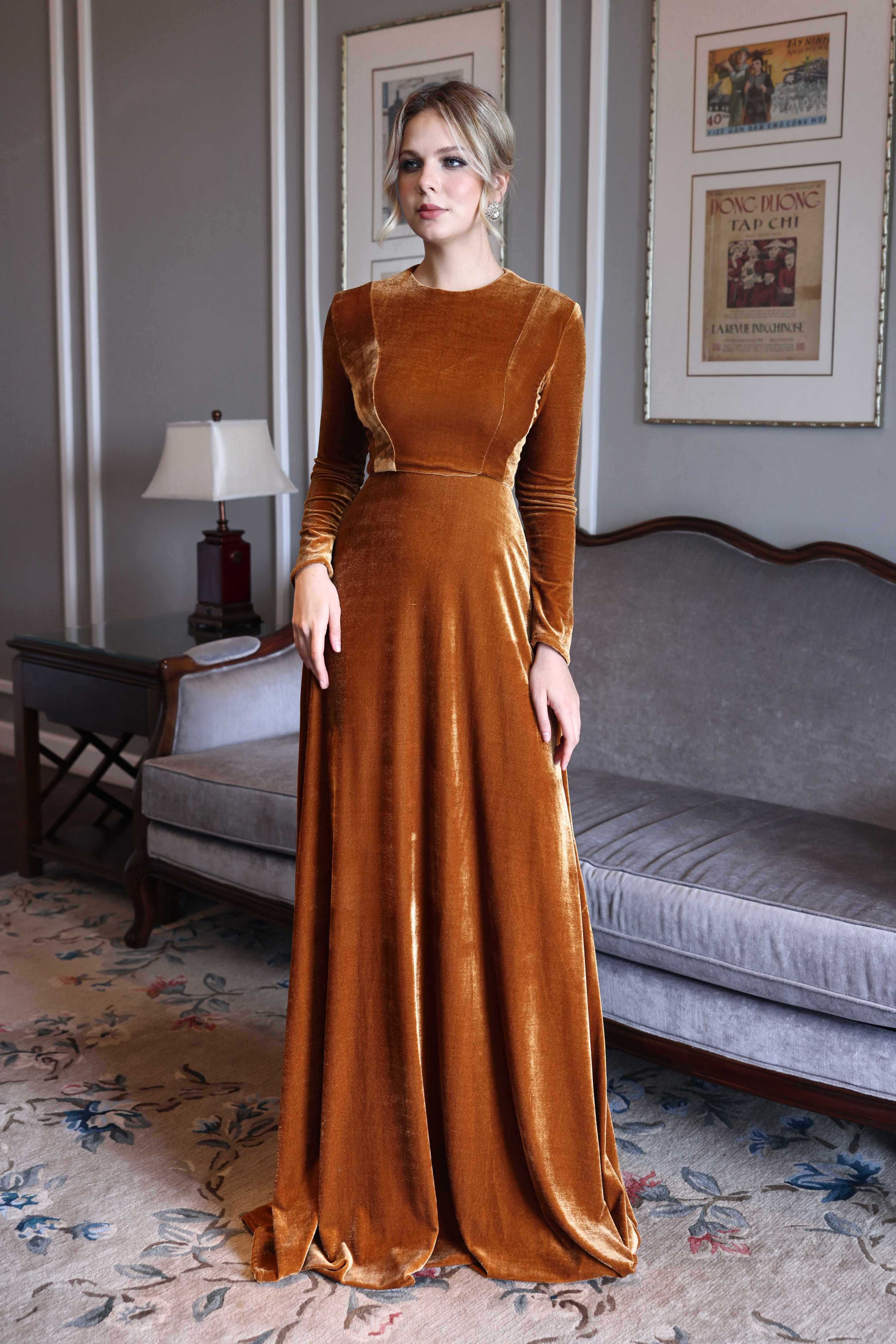 Winter velvet formal dress