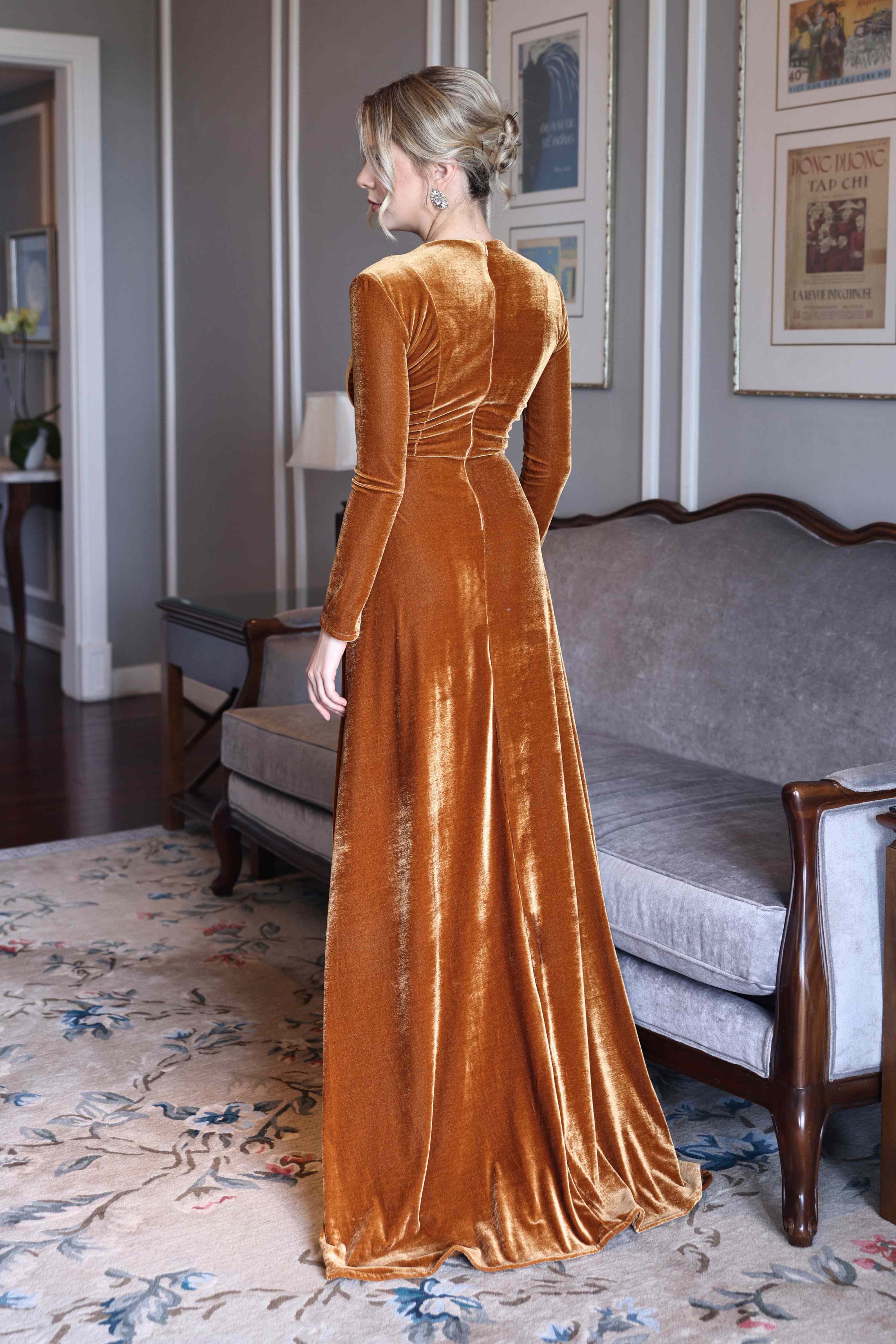 Winter velvet formal dress