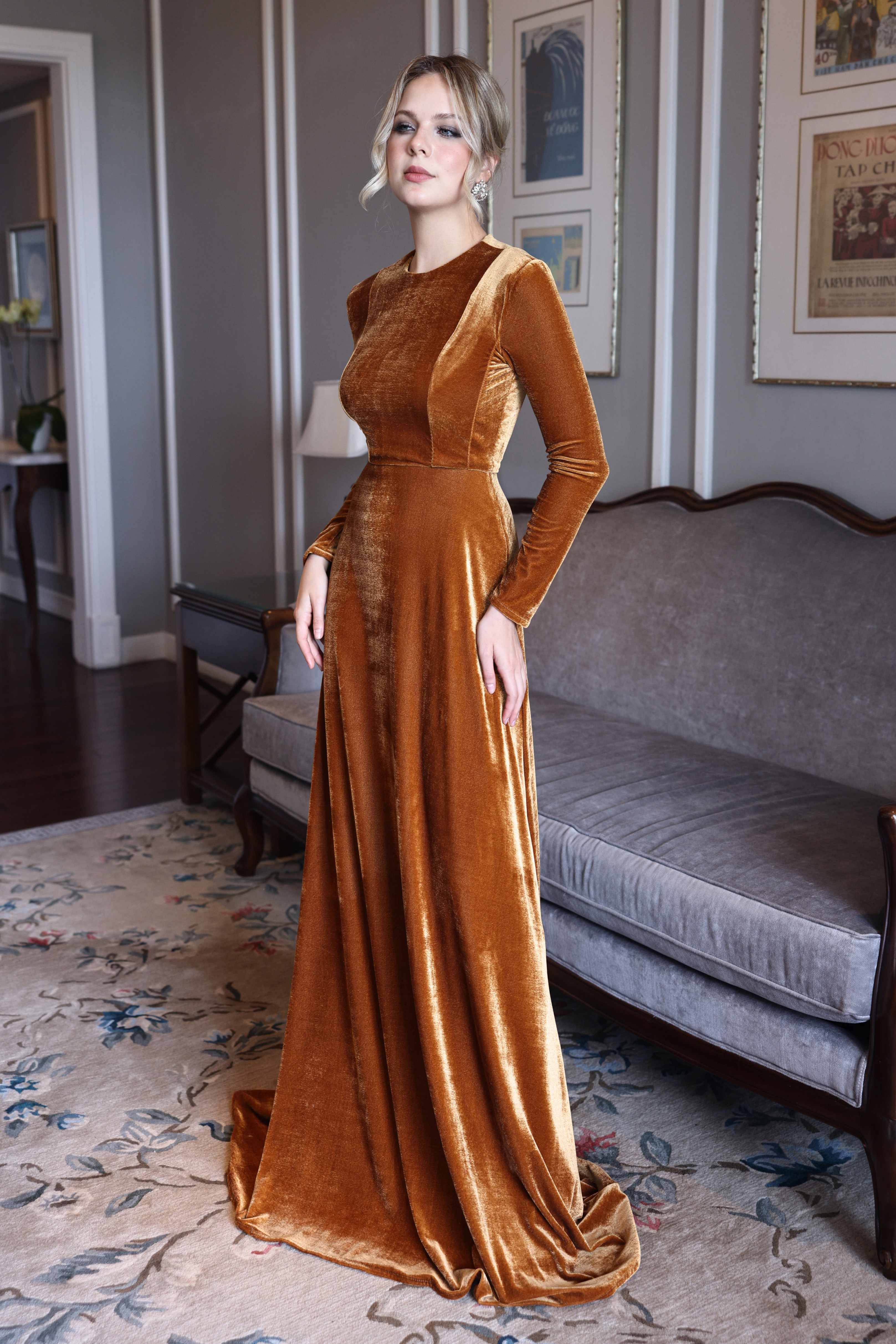 Winter velvet formal dress