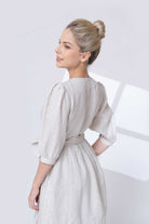 wrap linen midi dress 
