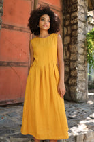 Yellow sleeveless summer dress